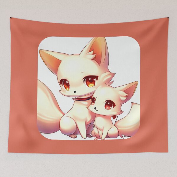Item preview, Cute Baby and Mommy Fox Mosaic Anime designed and sold by AlpacaSmokes.