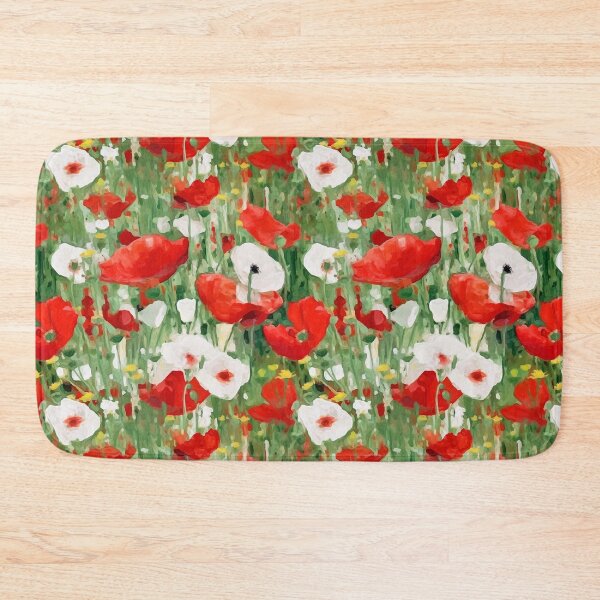 Item preview, Red and White Flower Field Summer Poppies designed and sold by AntiqueImages.