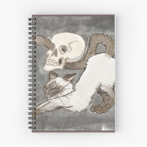 Item preview, Cute Siamese Cat and Skull designed and sold by MandaScribbles.