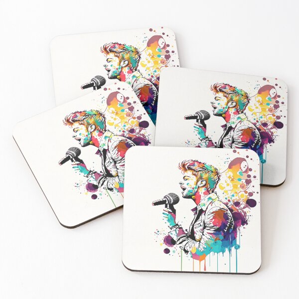 Item preview, Music festival in ink color droplets. Music festival in ink color scheme. A man with a microphone in his hand is singing joyfully. designed and sold by Gugurat.
