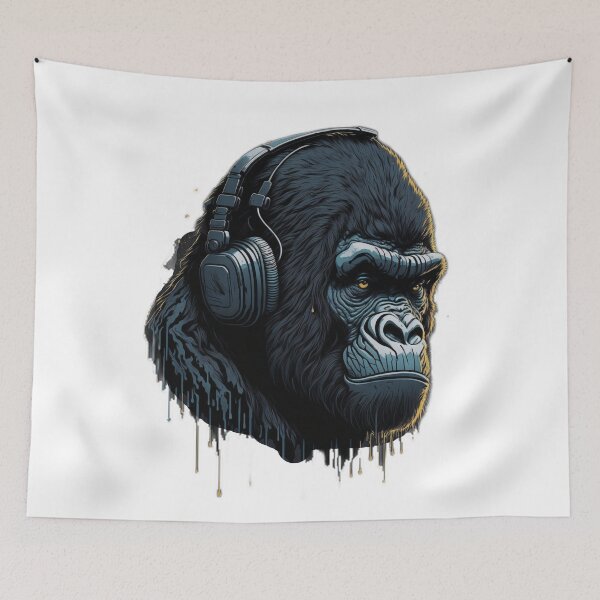 Artikelvorschau, Urban Jungle Vibes: Gorilla with Headphones in Streetwear Design entworfen und verkauft von RedArtG09.