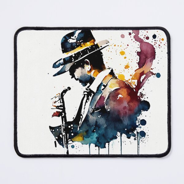 Item preview, Music festival in ink color droplets. Professional jazz musician man who is playing a soprano in a musical performance. designed and sold by Gugurat.