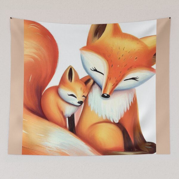 Item preview, Cute Baby and Mommy Fox Cartoon 2 designed and sold by AlpacaSmokes.