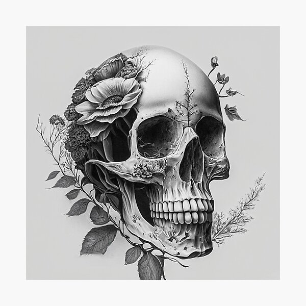 Item preview, Skull with flowers  designed and sold by maworld.