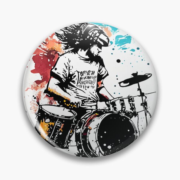 Item preview, Music festival in ink color droplets. Man shows off his artist's drumming at a music concert. designed and sold by Gugurat.