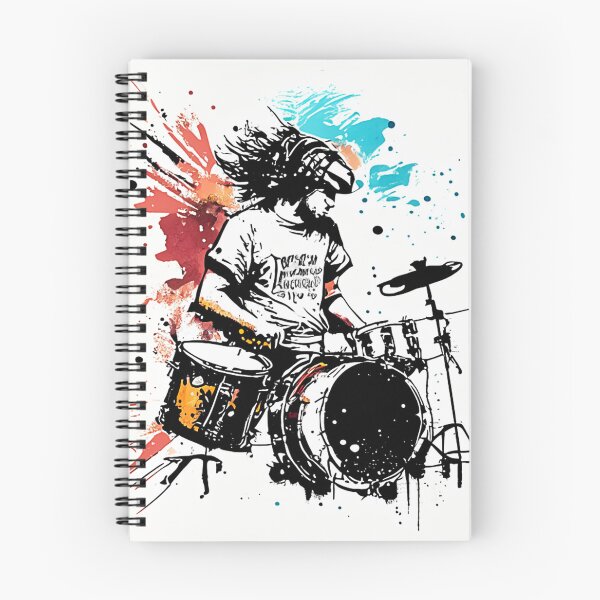 Item preview, Music festival in ink color droplets. Man shows off his artist's drumming at a music concert. designed and sold by Gugurat.