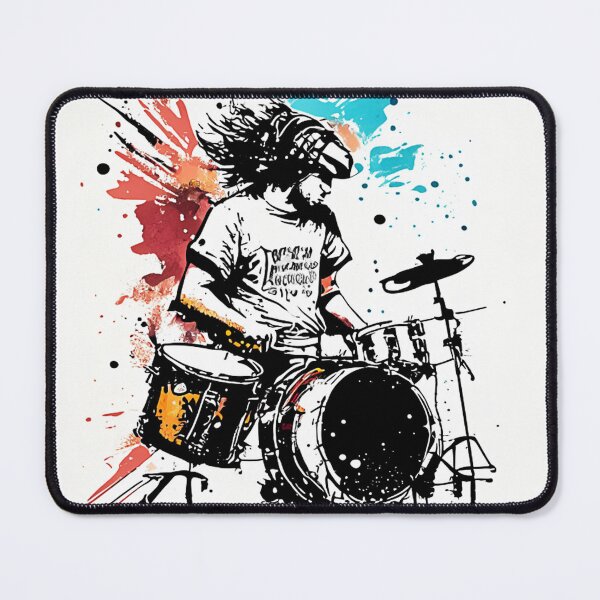 Item preview, Music festival in ink color droplets. Man shows off his artist's drumming at a music concert. designed and sold by Gugurat.