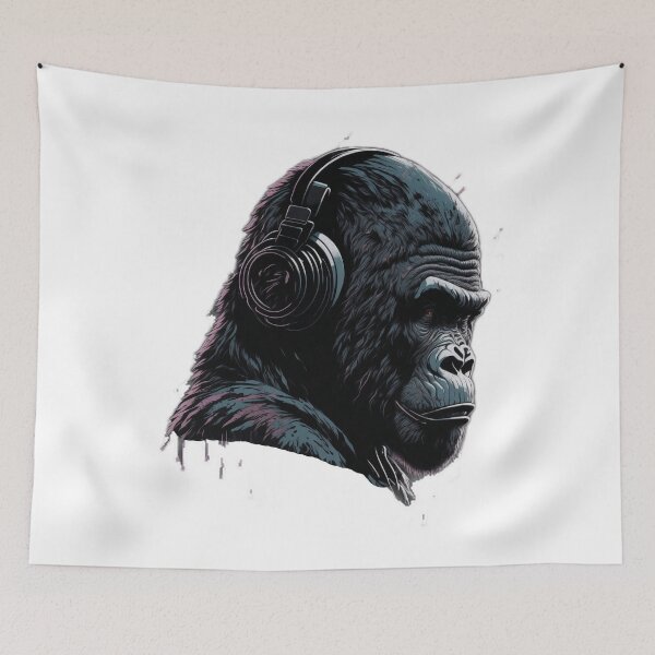 Artikelvorschau, Ink and Soundwaves: Abstract Gorilla Vector Art for Streetwear entworfen und verkauft von RedArtG09.