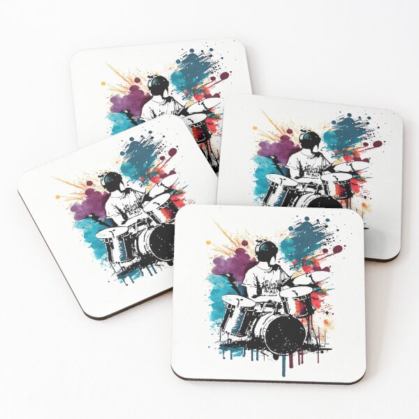 Item preview, Music festival in ink color droplets. Man performing the art of drumming at a music festival excitingly. designed and sold by Gugurat.