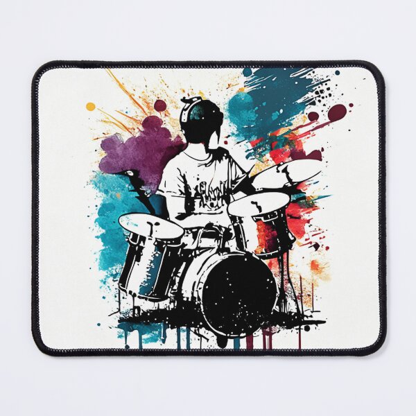 Item preview, Music festival in ink color droplets. Man performing the art of drumming at a music festival excitingly. designed and sold by Gugurat.