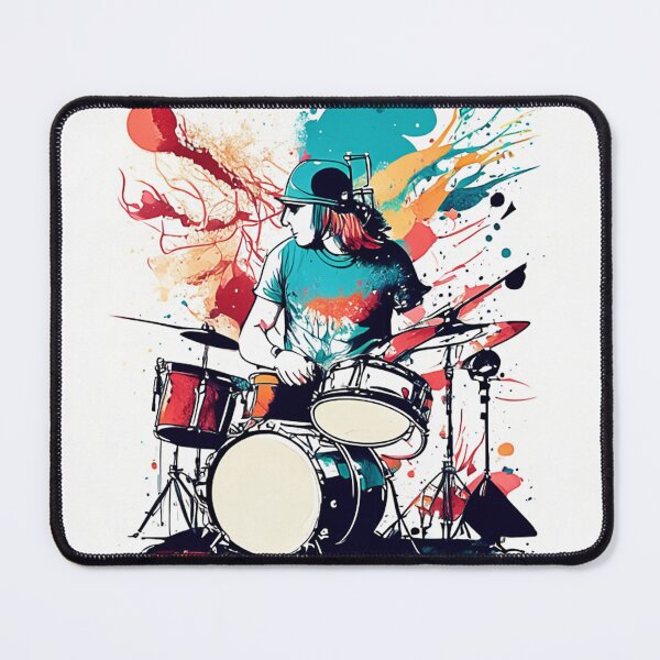 Item preview, Music festival in ink color droplets. Man performing the art of drumming at a music festival excitingly. designed and sold by Gugurat.