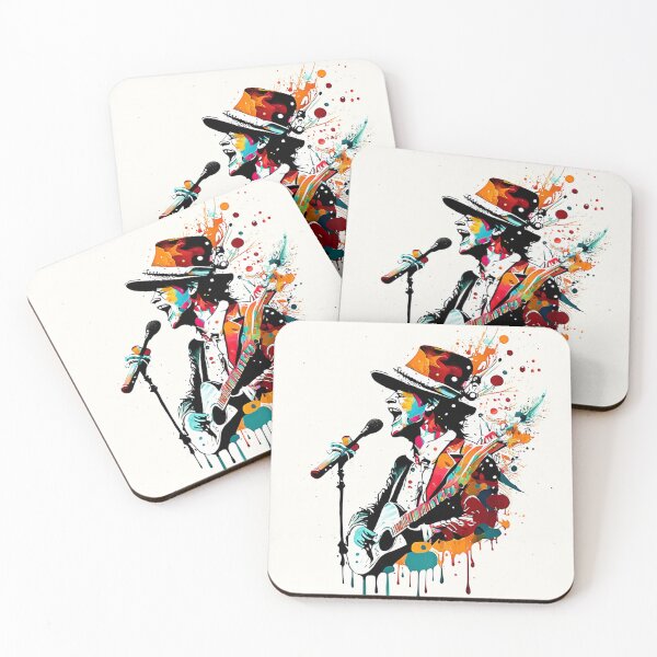Item preview, Music festival in ink color droplets. Male singer in a hat is singing and playing guitar in a fun way. designed and sold by Gugurat.