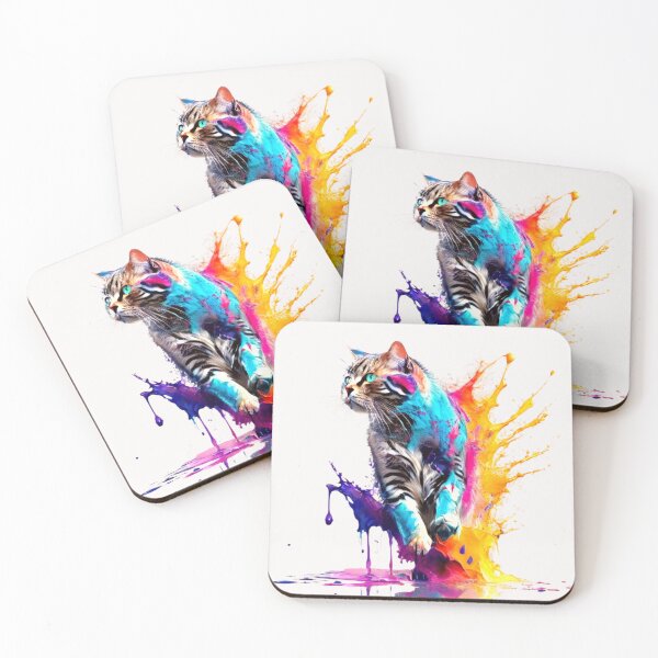 Item preview, Colorfull splash cat is unique and vibrant design  designed and sold by varodesign.