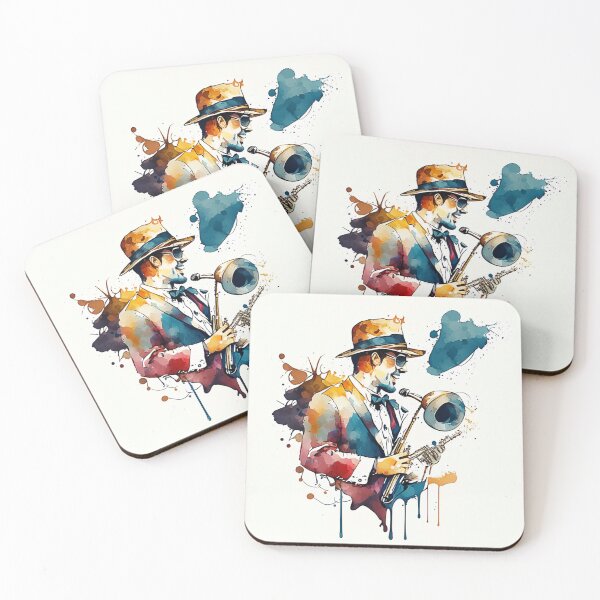 Item preview, Music festival in ink color droplets. jazz musician who holds a saxophone and is smiling joyfully at the audience. designed and sold by Gugurat.