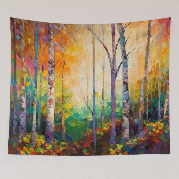 Item preview, Birch woods - impressionist painting 6 designed and sold by Red Witch Art.