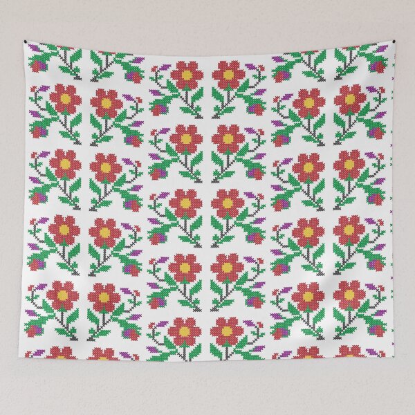 Item preview, Floral illustration, Colorful stitching, Embroidery flowers, Decorative patterns.  designed and sold by inspiration3.