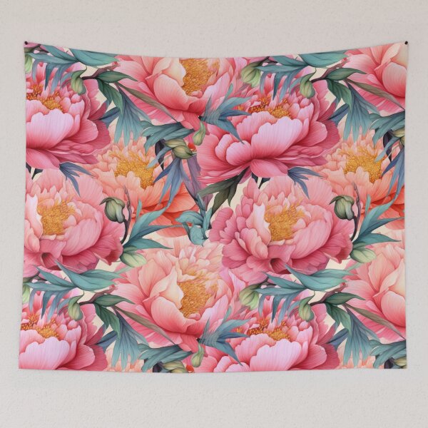 Item preview, Pink Pionies Flower Pattern designed and sold by DigitalArtMary.