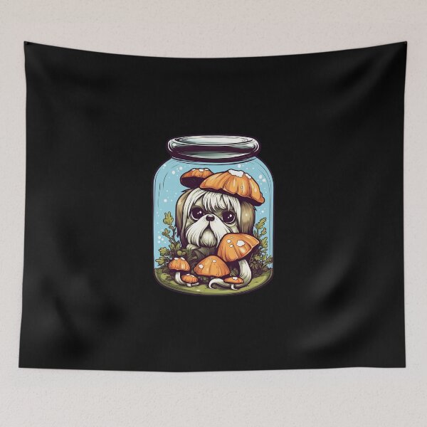 Item preview, Cute Shih Tzu Trap in a Jar Design, Mushroom Shih Tzu Art, Shih Tzu Funny Pet Dog designed and sold by MysteriousJ.