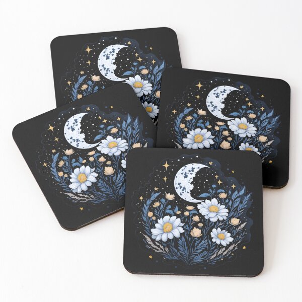 Item preview, Moon and daisies starry night floral designed and sold by Shaymalily.