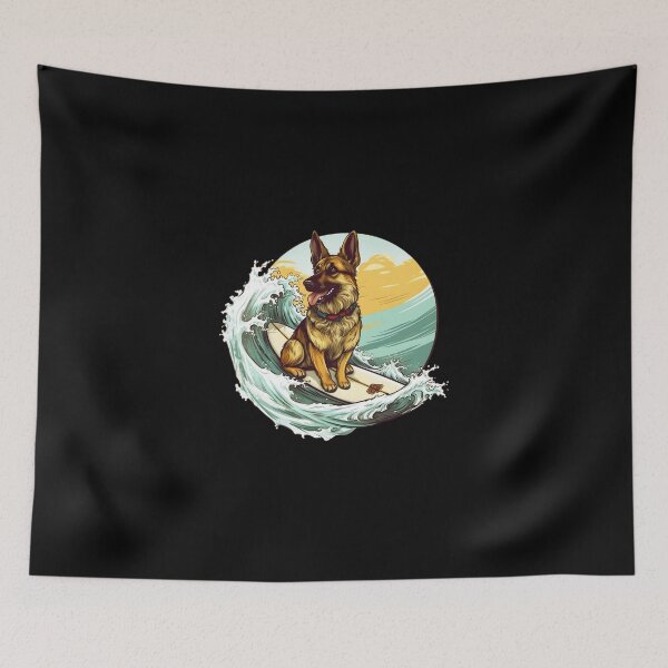 Item preview, Cool German Shepherd Surfing Design, Funny German Shepherd Surfer Art, German Shepherd Awesome Pet Dog designed and sold by MysteriousJ.