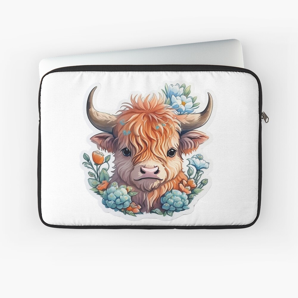 Avaleigh Highland Cow Floral on Navy Blue — LBK Printing Co.