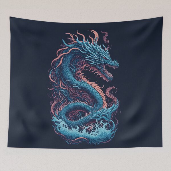 Item preview, Green Mythical Dragon and Sea Waves Symbol of Strength and Wisdom designed and sold by Cawaiico.