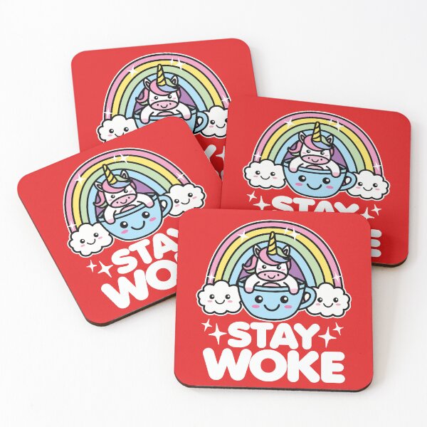 Item preview, Stay Woke Cute Kawaii Unicorn and Rainbow designed and sold by DetourShirts.