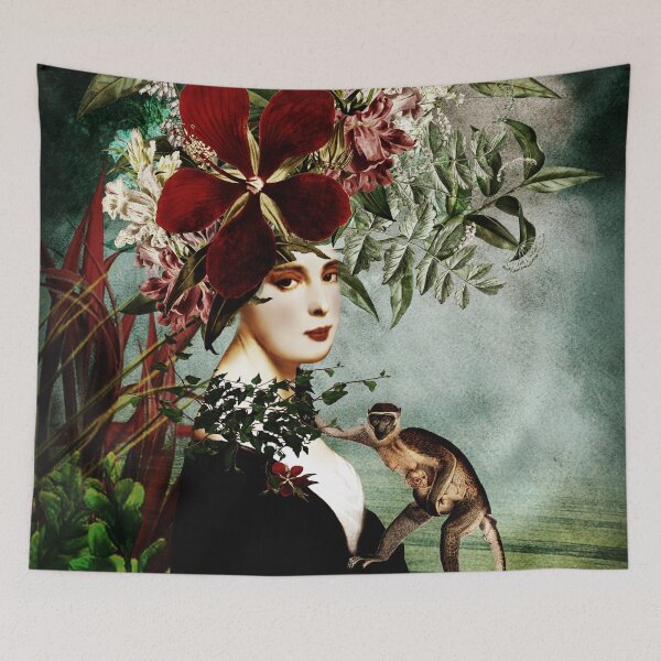Item preview, Portrait with flowers and monkeys designed and sold by Design4uStudio.