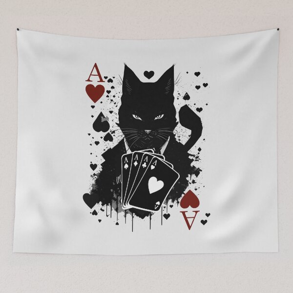 Item preview, Cat Black and White Ace of Hearts Cool designed and sold by Hic21.