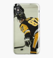Sidney Crosby - Pittsburgh Penguins hockey - face off with puck iPhone Case