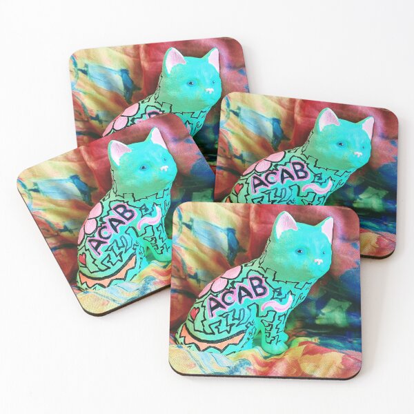 Item preview, ACAB cat with rainbow background designed and sold by WeirdSaltShop.