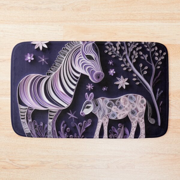 Artikelvorschau, Horse with flowers and leaves on a purple background. Fantasy illustration entworfen und verkauft von aiphotosart.