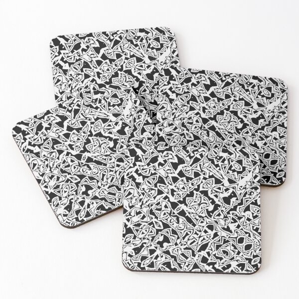 Artikelvorschau, Abstract Modern Lattice Floral Pattern in Black and White entworfen und verkauft von Trevor Hirst.