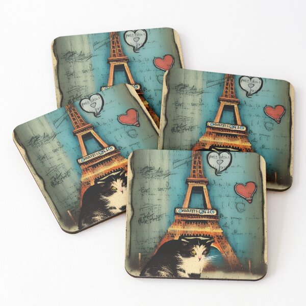 Item preview, Vintage France Paris Eifel Tower Cat Sketch designed and sold by PC-artist.