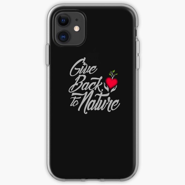 Give Back To Nature Slogan - Black Background iPhone Soft Case
