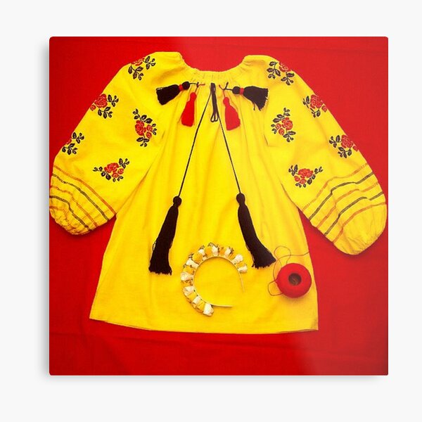 colorful shirt with embroidery and pompons Metal Print