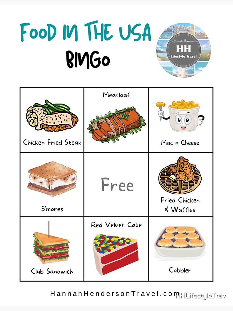 Food Bingo Card - USA Food Bingo