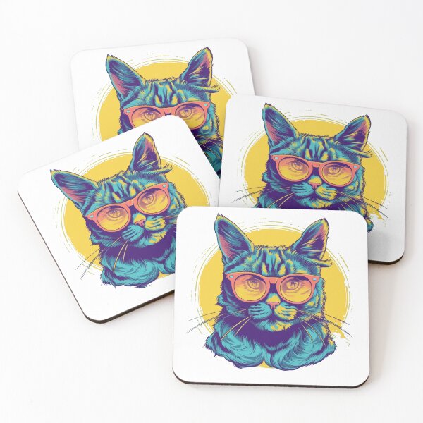 Item preview, Funny blue cat wearing sun glasses with yellow halo behind designed and sold by LilyBell6.