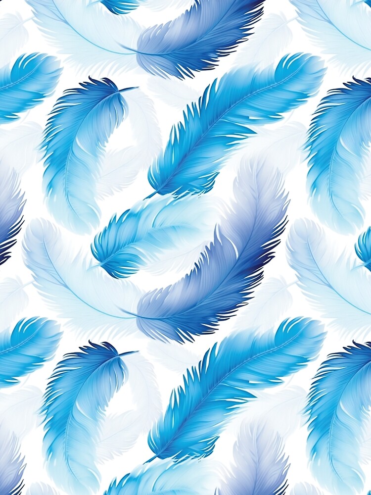 Aperçu 5 sur 5. Robe trapèze avec l'œuvre Blue elegant feathers pattern créée et vendue par AdrianGrosu.