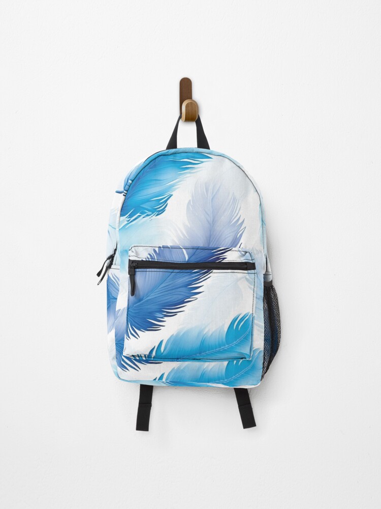 Thumbnail 1 of 3, Backpack, Blue elegant feathers pattern designed and sold by AdrianGrosu.