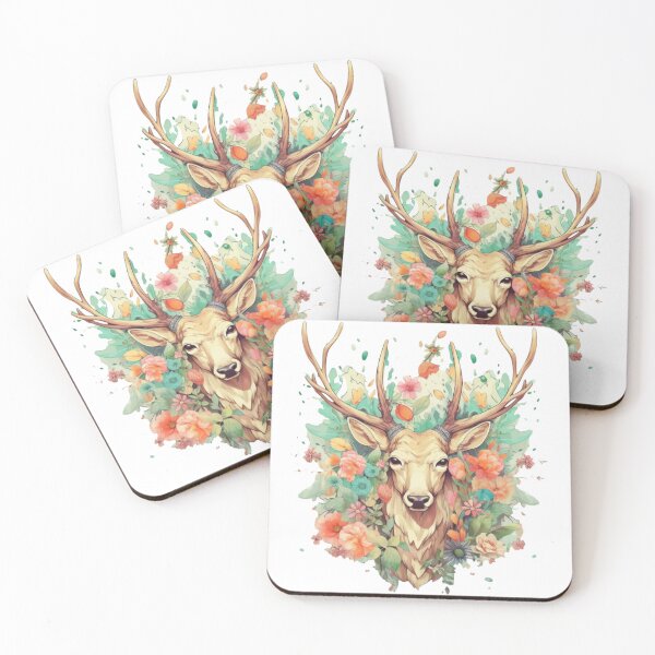 Item preview, Floral Majesty: Illustrated Elk Head Art designed and sold by lg whittaker.