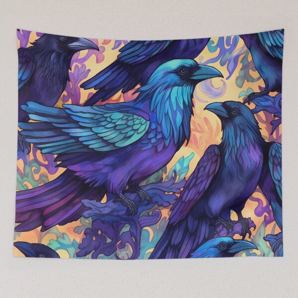 Item preview, Ravens in Colorful Splendor designed and sold by SweetWhiskers.