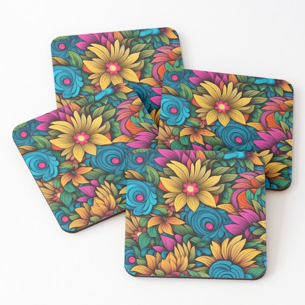 Item preview, Yellow and Blue Hippie Flowers  designed and sold by ZombiOctopi.