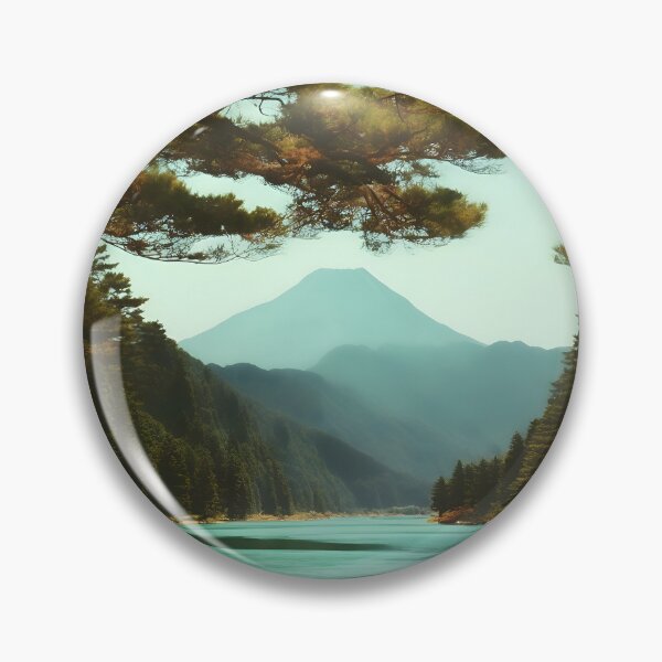 Artikelvorschau, Japanischer See mit Berglandschaft im Vintage-Stil entworfen und verkauft von JacobVisuals.