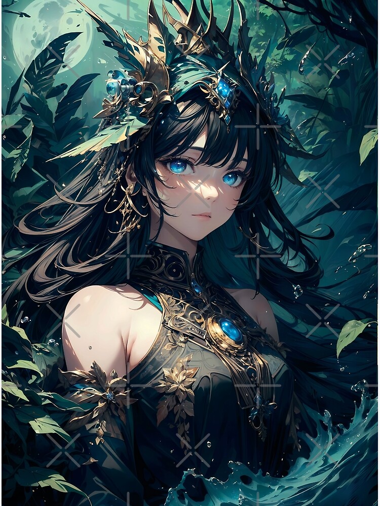 Premium AI Image  an anime girl with glowing red eyes in a dark forest