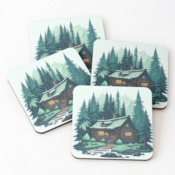 Item preview, Cute mountain log cabin design - Cabin in the woods designed and sold by ROBIN MACGREGOR.