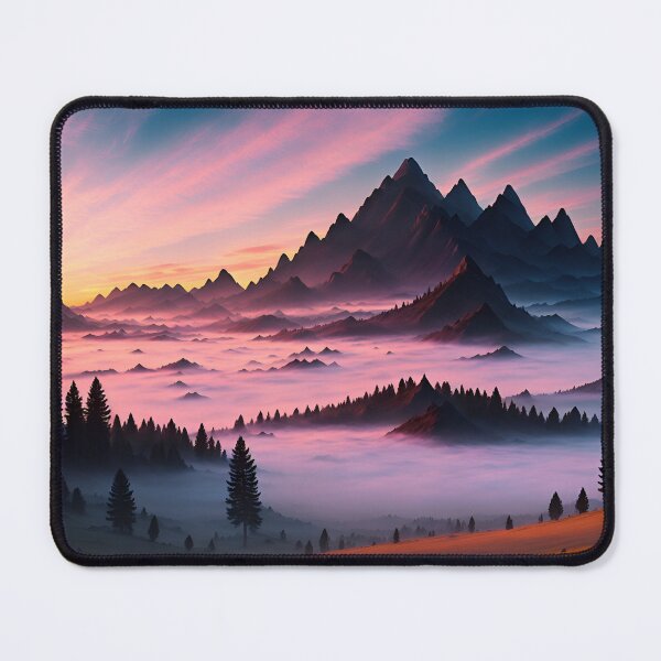 Item preview, Misty Mountains With a Sunset Backdrop, Ai Generated Art designed and sold by AiGens.