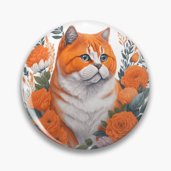 Item preview, Cute Orange British Shorthair with Flowers designed and sold by Clipartopia.