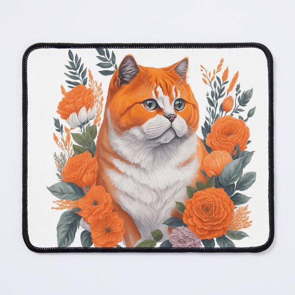 Item preview, Cute Orange British Shorthair with Flowers designed and sold by Clipartopia.