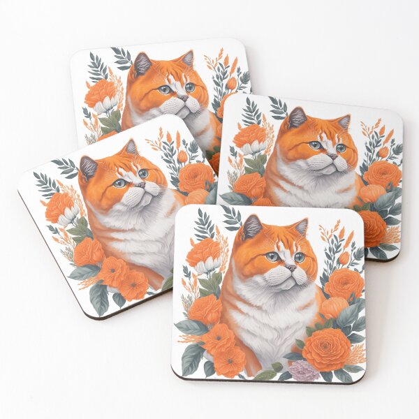 Item preview, Cute Orange British Shorthair with Flowers designed and sold by Clipartopia.